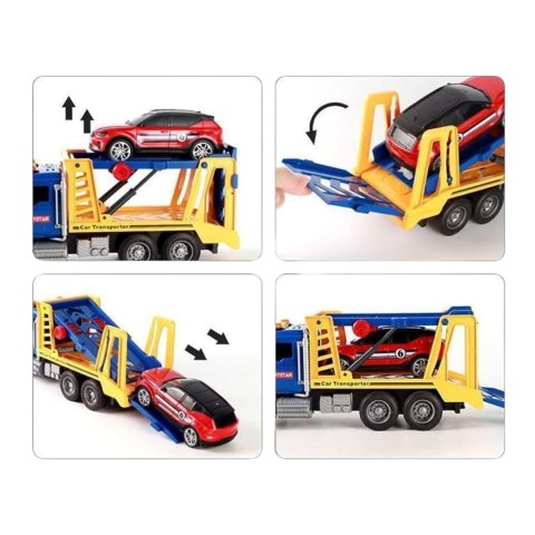  Laweta Ciężarówka Transporter Z Autkiem Światło Dźwięk Skala 1:14
