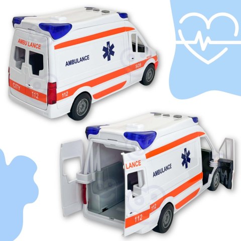  Pogotowie Karetka Ambulans Nosze w Zestawie + Sygnały Dźwiękowe I Świetlne