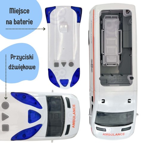  Pogotowie Karetka Ambulans Nosze w Zestawie + Sygnały Dźwiękowe I Świetlne
