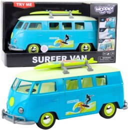  Samochód Bus Surfing Klasyczny Czerwony Ze Światłem I Dźwiękiem Model 1:14