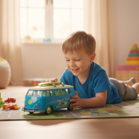  Samochód Bus Surfing Klasyczny Czerwony Ze Światłem I Dźwiękiem Model 1:14