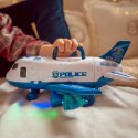  Samolot Rozkładany Transporter Policja z 3 Autami Policyjnymi Zestaw XL Znaki Drogowe