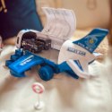  Samolot Rozkładany Transporter Policja z 3 Autami Policyjnymi Zestaw XL Znaki Drogowe