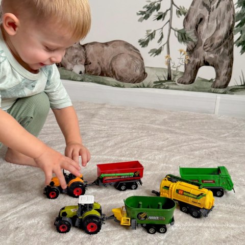  Zestaw Mini Farmera Traktory z Przyczepami