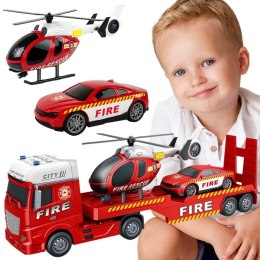  Zestaw Pojazdów Laweta Strażacka Helikopter Samochód Dźwięk Światła
