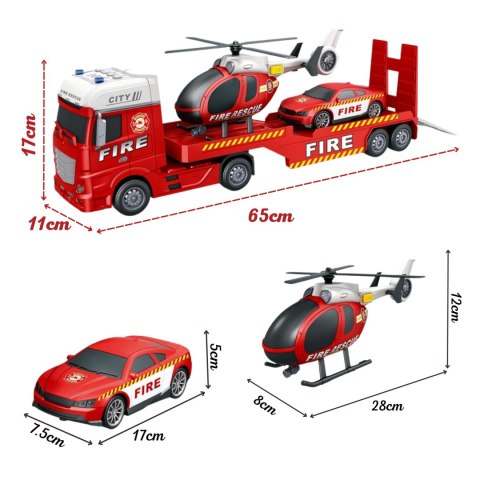  Zestaw Pojazdów Laweta Strażacka Helikopter Samochód Dźwięk Światła