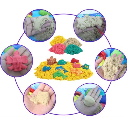 Piasek Kinetyczny 0,8 kg Zestaw w Koszyku z Foremkami