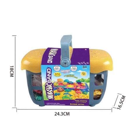 Piasek Kinetyczny 0,8 kg Zestaw w Koszyku z Foremkami