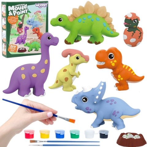  Zestaw Kreatywny z Farbami DIY Zrób Odlewy Gipsowe Figurki i Pomaluj - Zestaw Dinozaury