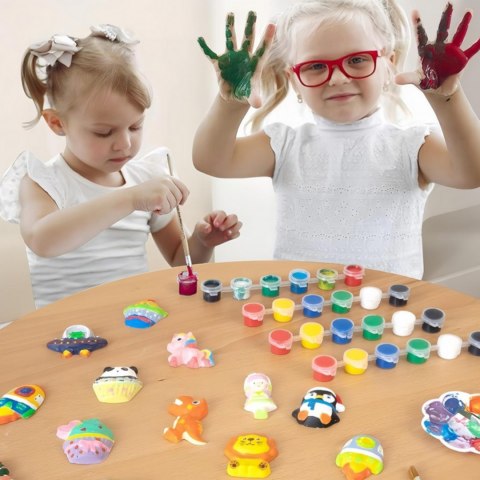  Zestaw Kreatywny z Farbami DIY Zrób Odlewy Gipsowe Figurki i Pomaluj - Zestaw Dinozaury