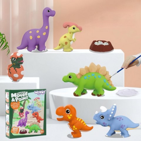  Zestaw Kreatywny z Farbami DIY Zrób Odlewy Gipsowe Figurki i Pomaluj - Zestaw Dinozaury
