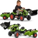 FALK Traktor Claas Zielony z Przyczepą i Łyżką na Pedały od 2-5 lat