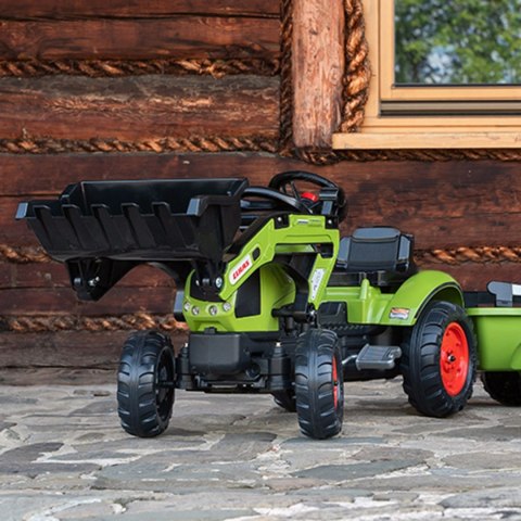 FALK Traktor Claas Zielony z Przyczepą i Łyżką na Pedały od 2-5 lat