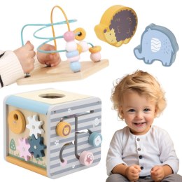  PolarB Activity Box Drewniane Edukacyjne Centrum Gier 5w1 kostka