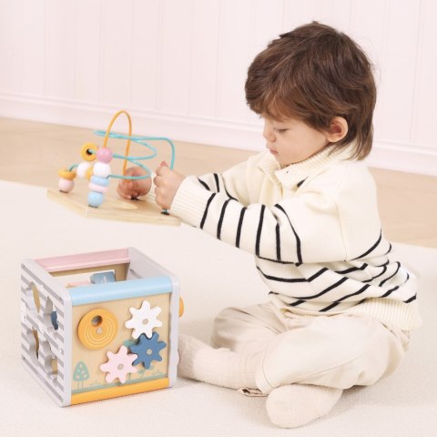  PolarB Activity Box Drewniane Edukacyjne Centrum Gier 5w1 kostka