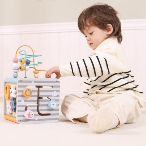  PolarB Activity Box Drewniane Edukacyjne Centrum Gier 5w1 kostka