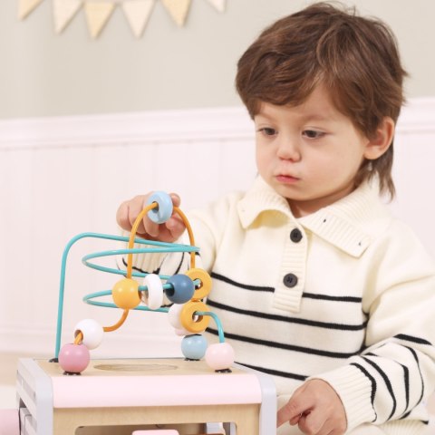  PolarB Activity Box Drewniane Edukacyjne Centrum Gier 5w1 kostka