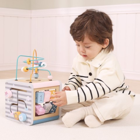  PolarB Activity Box Drewniane Edukacyjne Centrum Gier 5w1 kostka