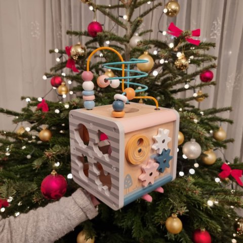  PolarB Activity Box Drewniane Edukacyjne Centrum Gier 5w1 kostka