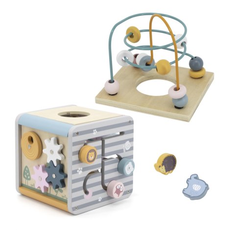  PolarB Activity Box Drewniane Edukacyjne Centrum Gier 5w1 kostka