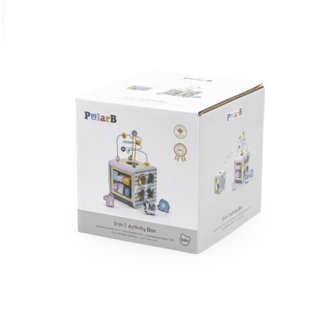  PolarB Activity Box Drewniane Edukacyjne Centrum Gier 5w1 kostka