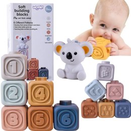  BABY Zestaw Edukacyjna Piramdka Klocki Sensoryczne 2w1 Gryzak Cyferki
