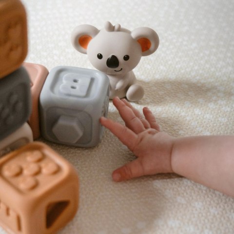  BABY Zestaw Edukacyjna Piramdka Klocki Sensoryczne 2w1 Gryzak Cyferki