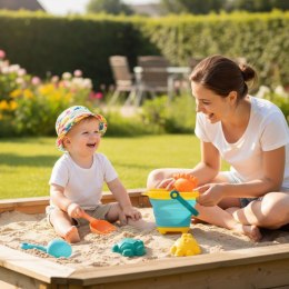  BABY Zestaw Wiaderko Składane z Grabkami Łopatką Foremki Niebieskie