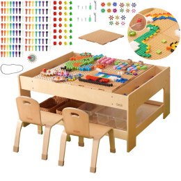  Drewniany Stół Edukacyjny + AKCESORIA STEM WALL + 135 Klocków