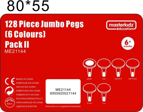 Kolorowe Kołeczki Jumbo do Tablicy STEM 128 Szt. - 6 Kolorów