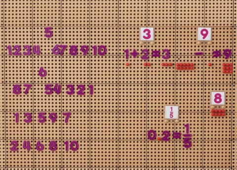  Zestaw Cyferek i Znaków do Nauki Liczenia i Matematyki do Paneli Ściennych STEM 82 el.