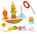 TOOKY TOY Drewniany Stacker Układanka Balansująca Zwierzęta Nawlekanka