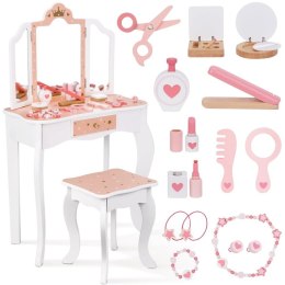  GREEN Drewniana Toaletka z Lustrem i Akcesoriami