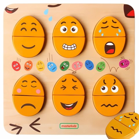  Tablica do Nauki Emocji Drewniane Jajka jaki Humor? Montessori