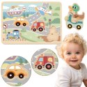 TOOKY TOY Drewniane Interaktywne Puzzle Pojazdy