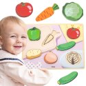  Drewniane Puzzle Układanka Montessori 2w1 Figurki Warzywa