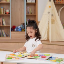 Drewniane Puzzle Układanka Montessori 2w1 Figurki Warzywa