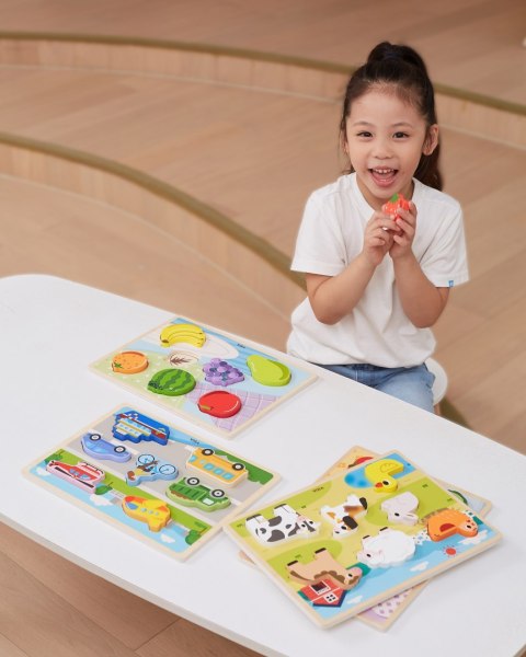  Drewniane Puzzle Układanka Montessori 2w1 Figurki Warzywa