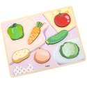  Drewniane Puzzle Układanka Montessori 2w1 Figurki Warzywa