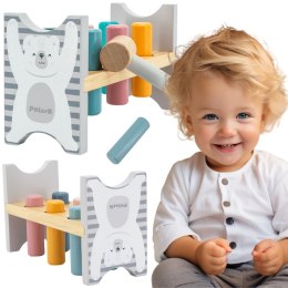  PolarB Drewniana Ławeczka Przebijanka Wbijanka z Młotkiem - Montessori