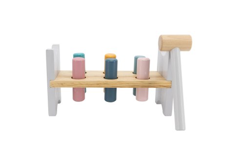  PolarB Drewniana Ławeczka Przebijanka Wbijanka z Młotkiem - Montessori