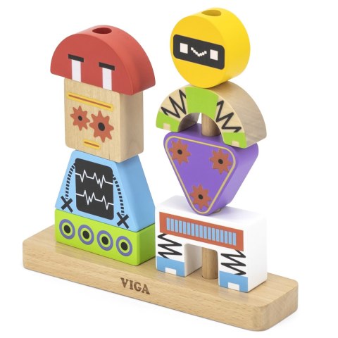  Układanka Piramidka Roboty + Wzory 8 el.