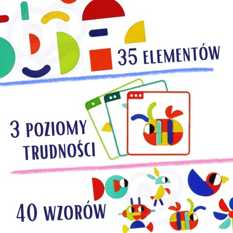  GREEN Drewniana Układanka Montessori 40 Wzorów do Odtworzenia 55 el. Certyfikat FSC