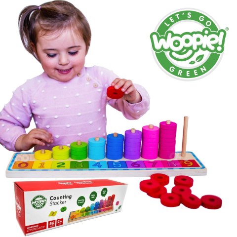 GREEN Układanka Nauka Liczenia i Kolorów Montessori 56 el.