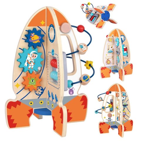 Tooky Toy Duża Drewniana Zabawka Edukacyjna Wielofunkcyjna Rakieta