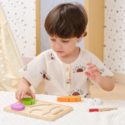  Drewniana Układanka Edukacyjna Montessori Warzywa do Krojenia