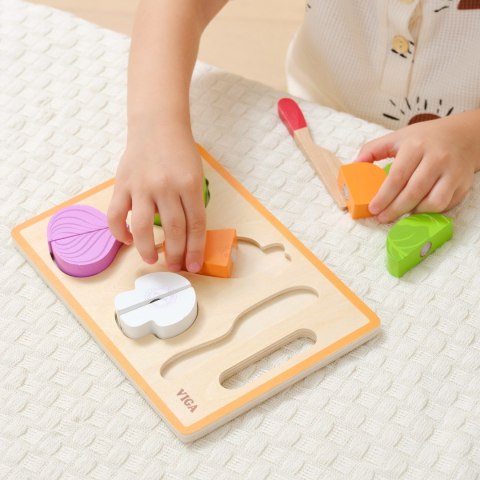  Drewniana Układanka Edukacyjna Montessori Warzywa do Krojenia