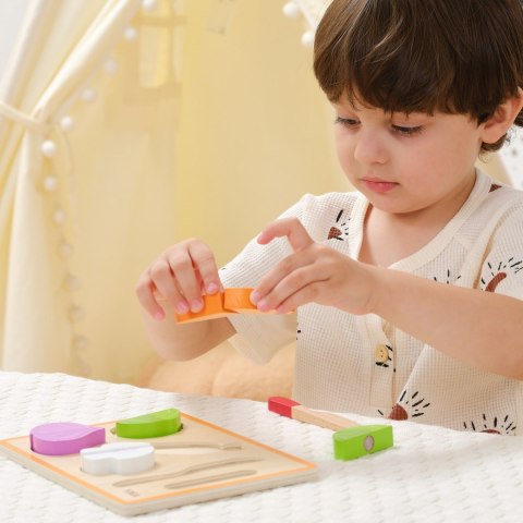  Drewniana Układanka Edukacyjna Montessori Warzywa do Krojenia