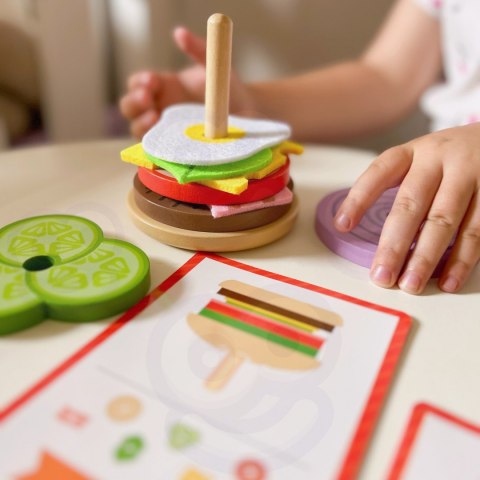  GREEN Drewniany Burger Restauracja Układanka dla Dzieci 15 el. Certyfikat FSC