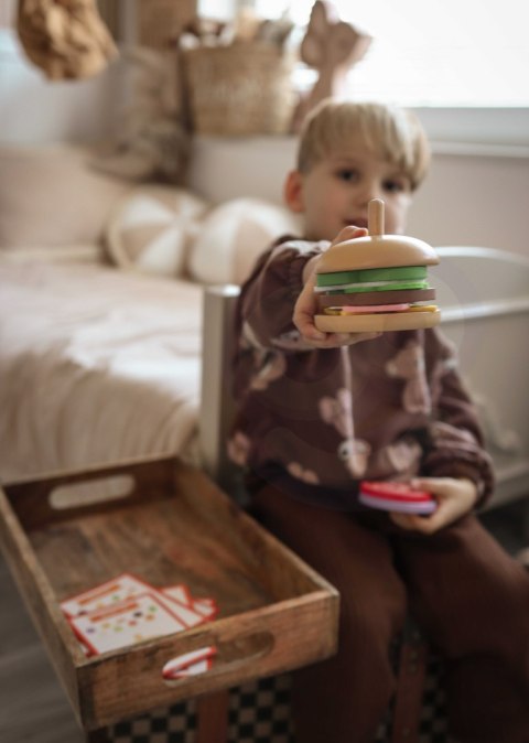  GREEN Drewniany Burger Restauracja Układanka dla Dzieci 15 el. Certyfikat FSC